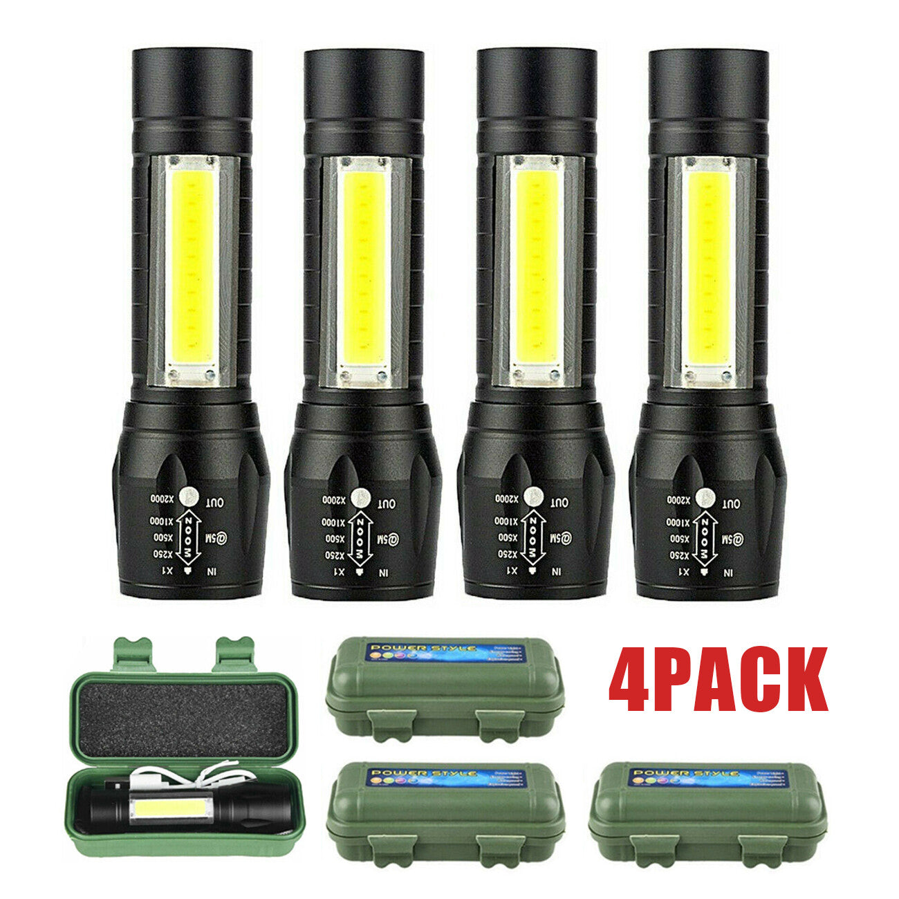 Mini LED Flashlight Rechargeable - Zoomable COB Torch 3 Modes