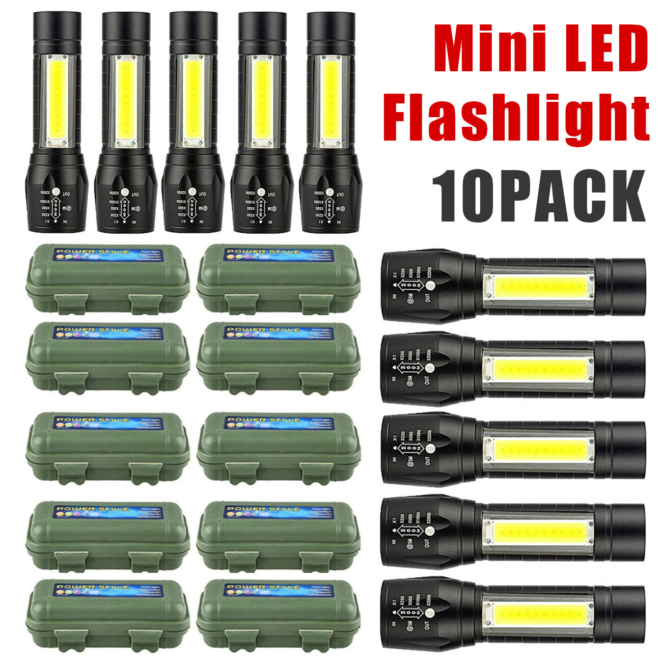 Mini LED Flashlight Rechargeable - Zoomable COB Torch 3 Modes